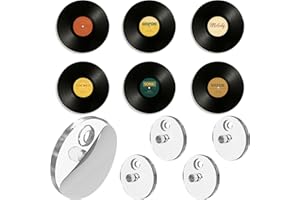 Modern JP Adhesive Vinyl Wall Mount for Discs (4-Pack) – Strong Hold Record Holder Wall, Minimalist Vinyl Record Display, Record-Safe Easy Installation – Clear