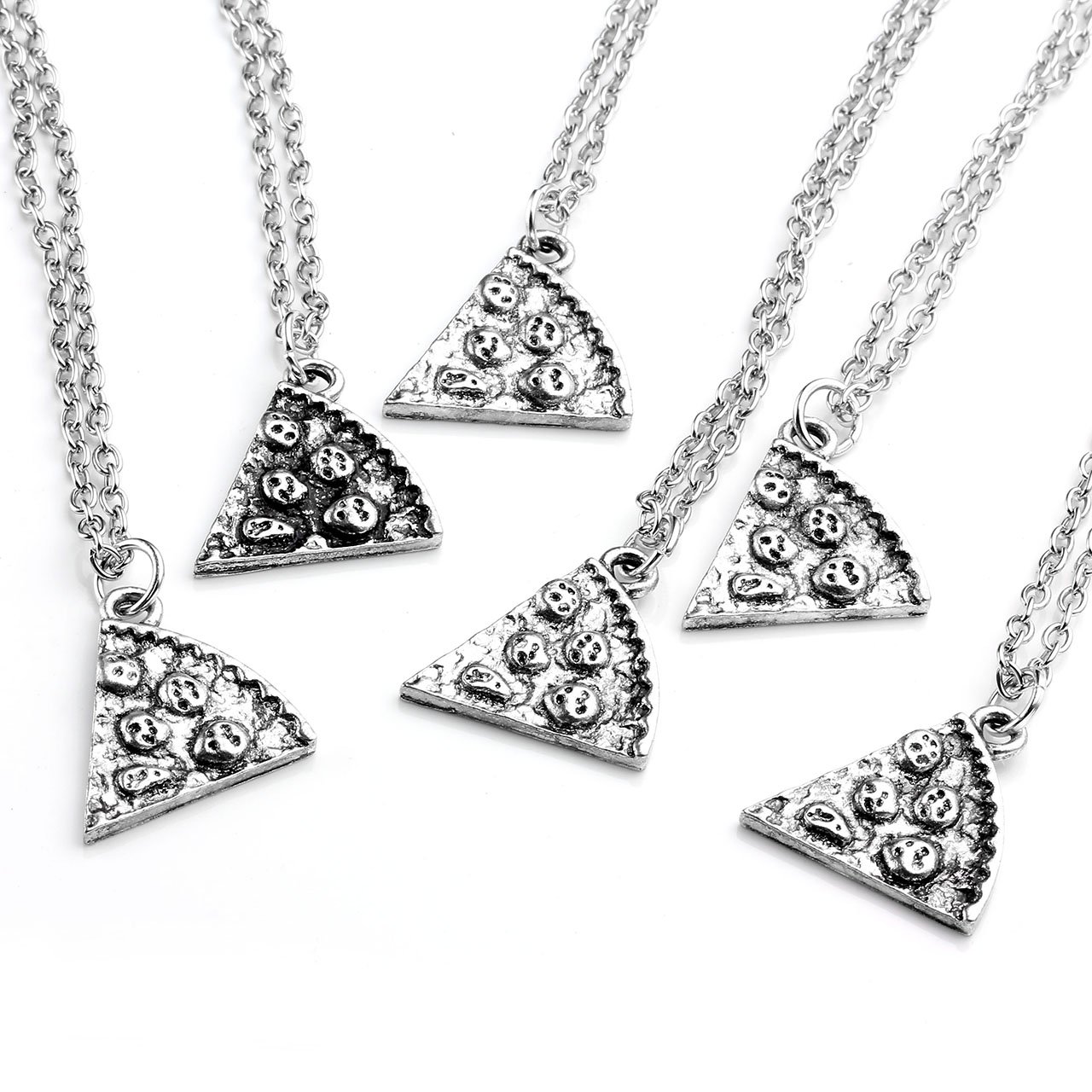 JOVIVI Lot de 6PCS Ensemble Bijoux Collier Pendentif Puzzle Amitie Pizza Nourriture Amitié Alliage Fantaisie Femme Homme Avec 6 Chaines