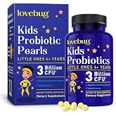 LOVEBUG Probiotics for Kids - Kids Probiotic Chewables with Prebiotics for Aged 4+, Daily Children&rsquo;s Gut Health, Constipation, Digestive &amp; Immune Support Supplement, Sugar-Free, 60 Soft Pearls