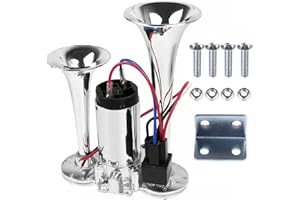 600DB Train Horn for Truck, 12V Dual Trumpets Air Horn Kit with Compressor - Fits Pickup Trucks, Cars, Boats, Vans (Silver)