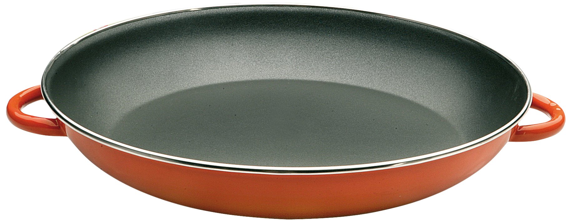 IBILI Orange Paella Pan, 34 cm, Glazed Enamelled Steel, 6 Servings, Suitable for Induction Hobs