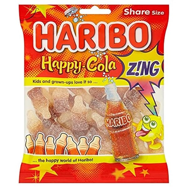 HARIBO HAPPY COLA ZING SHARE SIZE BAG POUCH 140G