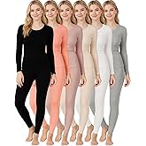 Taiyin 6 Set Thermal Underwear for Women Fleece Lined Long Women Thermal Winter Warm Base Layer Top Bottom for Cold Weather