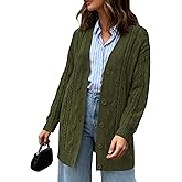 BTFBM Fall Fashion 2025 Chunky Cardigan Sweaters for Women Winter Open Front Cable Knit Button Long Cardigans Outerwear