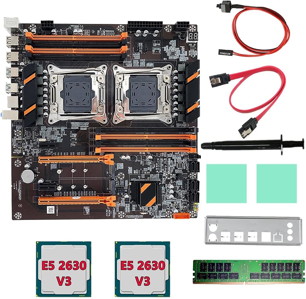KVSERT X99 Dual CPU Motherboard 2xE5 2630 V3 4G DDR4 RECC RAM LGA 2011-V3