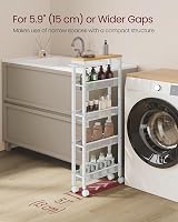 VASAGLE 5-Tier Trolley Kitchen Cart 13 cm Deep Oak Beige White LRC034W09 view 3