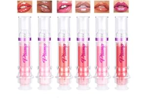 BESDAS 6 Colors Moisturizing Glossy Plumping Lip Gloss Long Lasting Hydrating Natural Lip Plumper,Lip Plumping Booster Plump, plump lip plumper,Smooth, and Define Your Lips Naturally