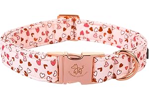 Elegant little tail Dog Collar, Valentine's Day Dog Collar Pet Collar, Pink Heart Dog Collar Cute Girl or Boy Dog Collar Puppy Pet Gift Adjustable Dog Collar for Medium Dogs