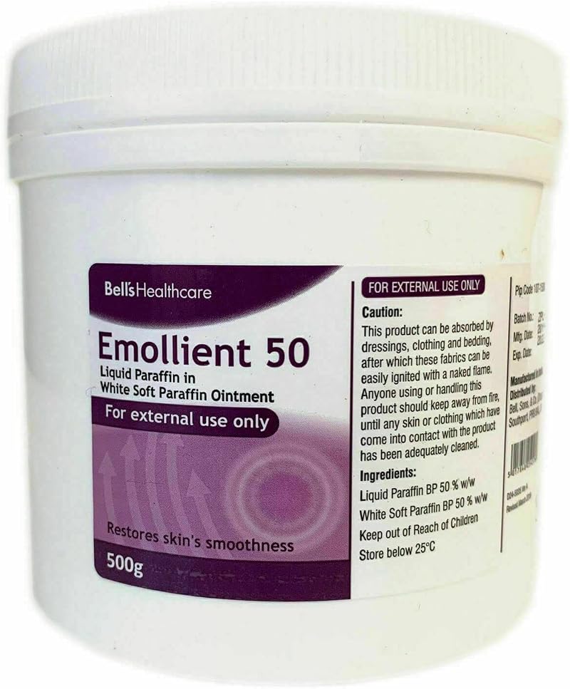 Emollient 50 Paraffin Ointment 250g for Dry Skin Moisturising by Bells