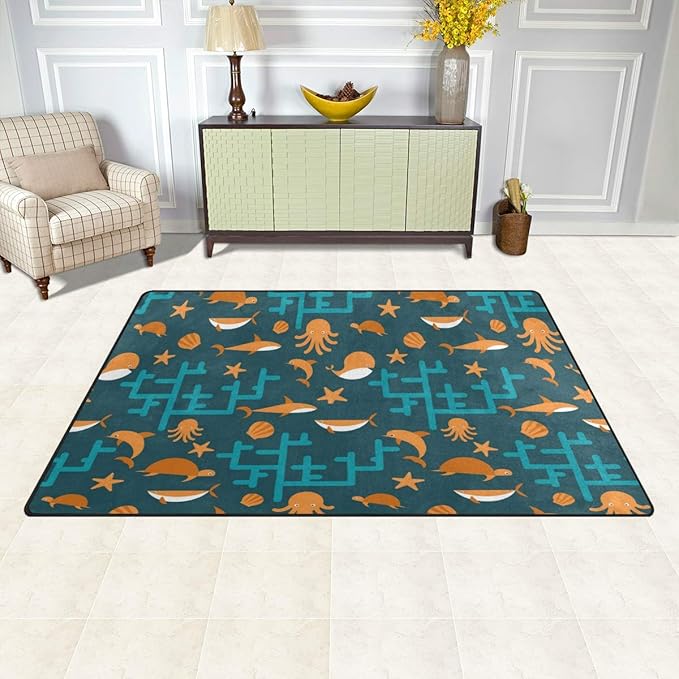 Ocean Rug, 2x3 Large Ocean Area Rugs for Living Room