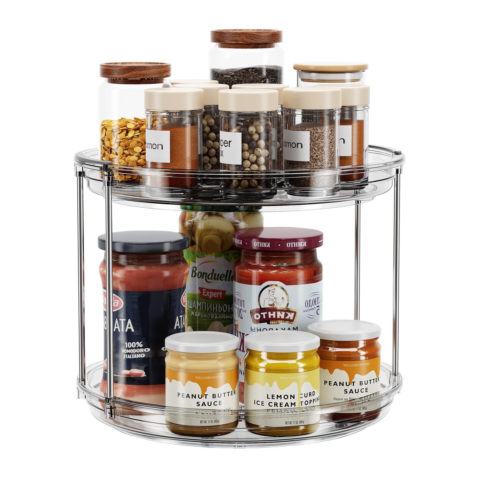 LAMU 2 Tier Lazy Susan Turntable Organizer 9.25'' Rotating Spice Rack ...