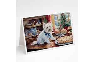 Caroline's Treasures DAC3891GCA7P Westie Christmas Cookies Greeting Cards Pack of 8 Blank Cards with Envelopes Whimsical A7 Size 5x7 Blank Note Cards