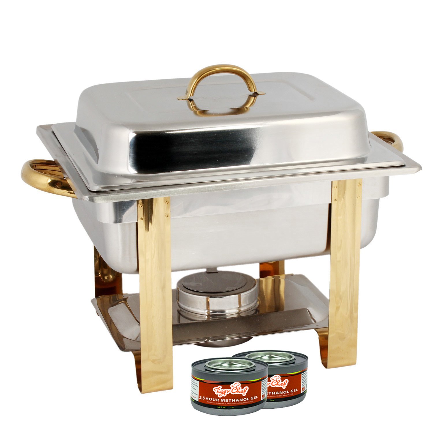 Buy TigerChef 4 Quart Half Size Gold Accented Chafing Dish Stainless Steel Chafing Dish Buffet