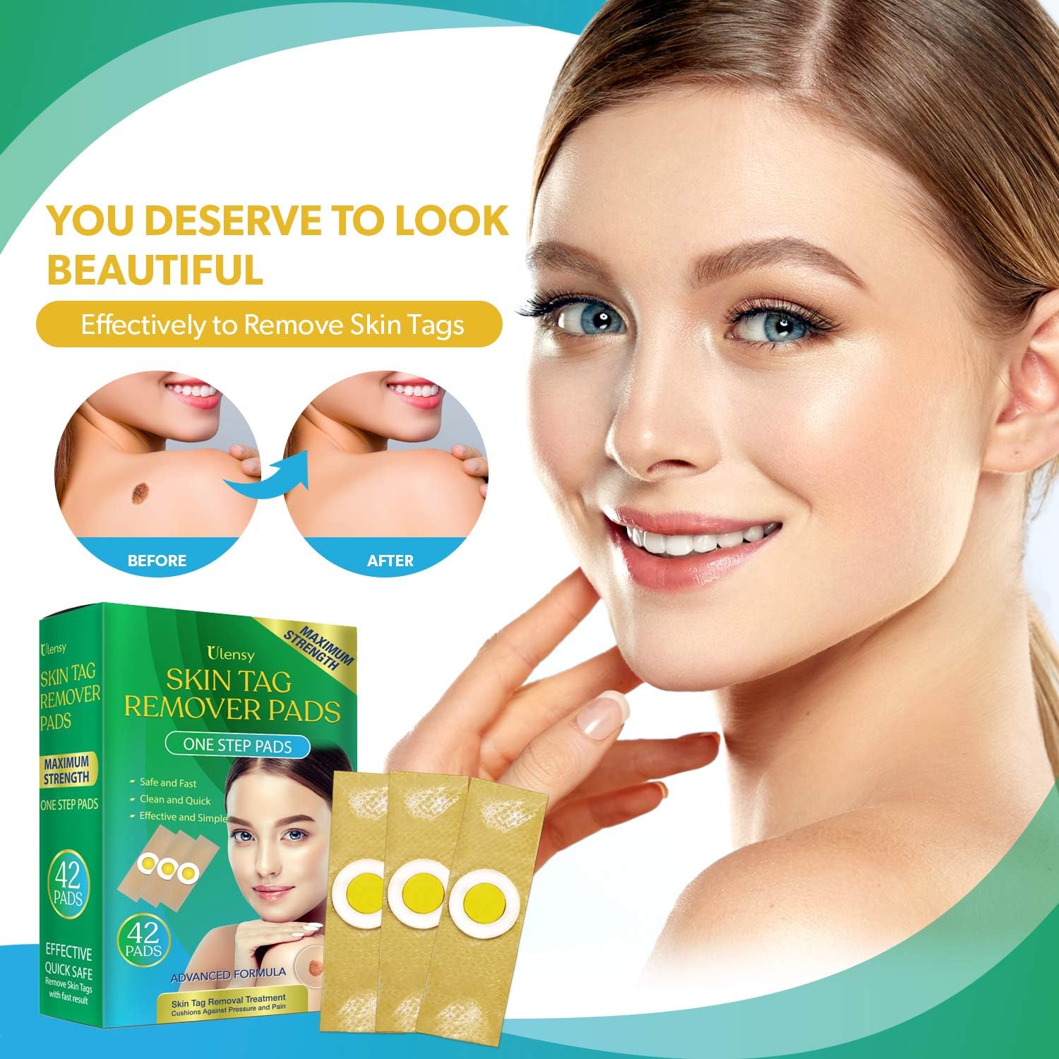 Ulensy Skin Tag Remover Pads, Effective Skin Tags Removal Treatment, Best Skin Tag Remover 42 Pads: Health & Personal Care