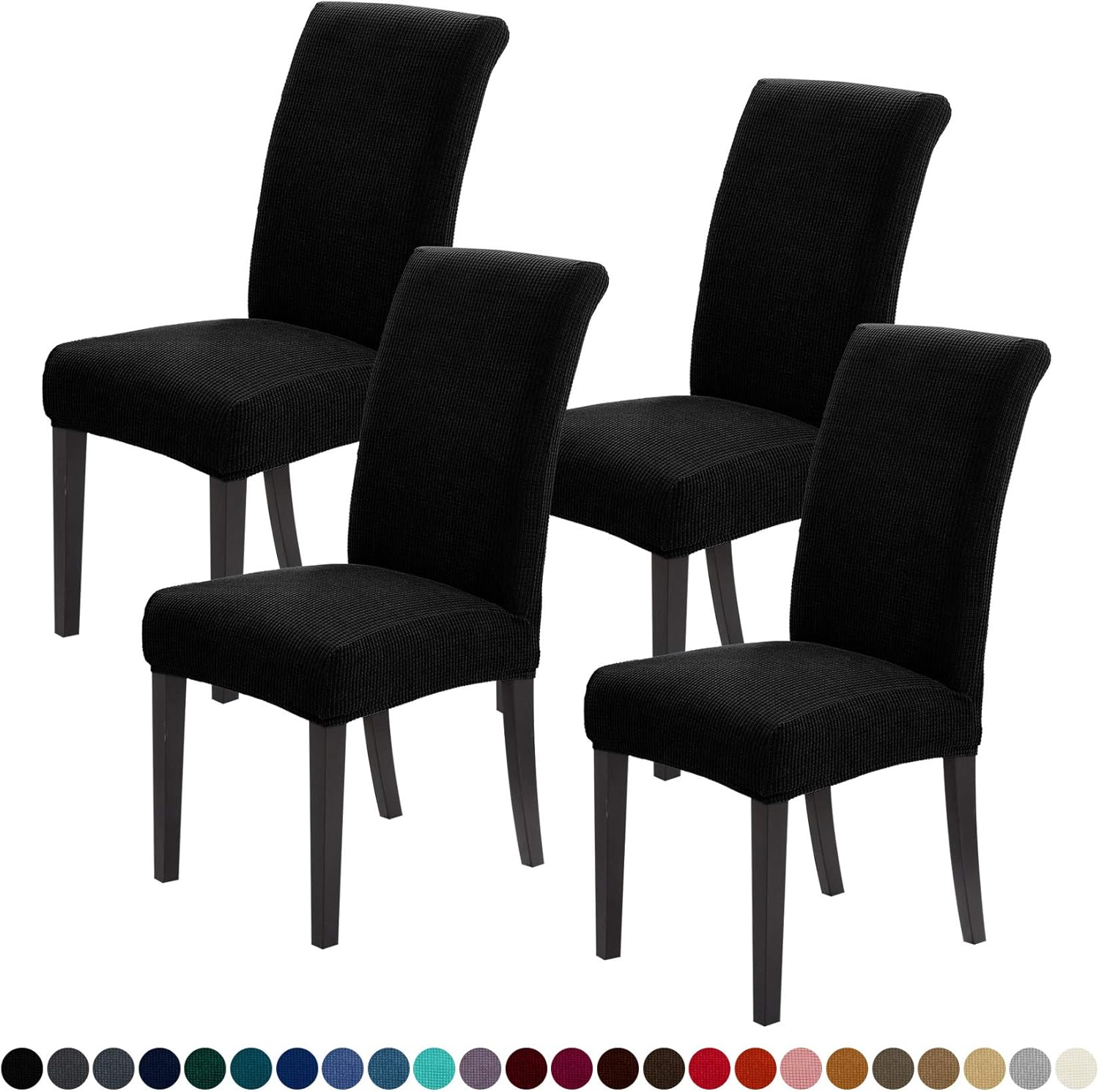 Slipcovers - Joccun Chair Covers for Dining Room Set of 4,Water Repellent Dining Chair Slipcovers Stretch Dining Room Chair Covers Seat Protector,Washable Parsons Chair Cover for Home,Hotel,Banquet(Black,4 Pack)