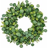 COLORSPEC 24 Inch Greenery Wreaths for Front Door, Green Eucalyptus Wreath with Boxwood Leaves All Seasons Spring Summer Year Round Door Wreath for Indoor Outdoor