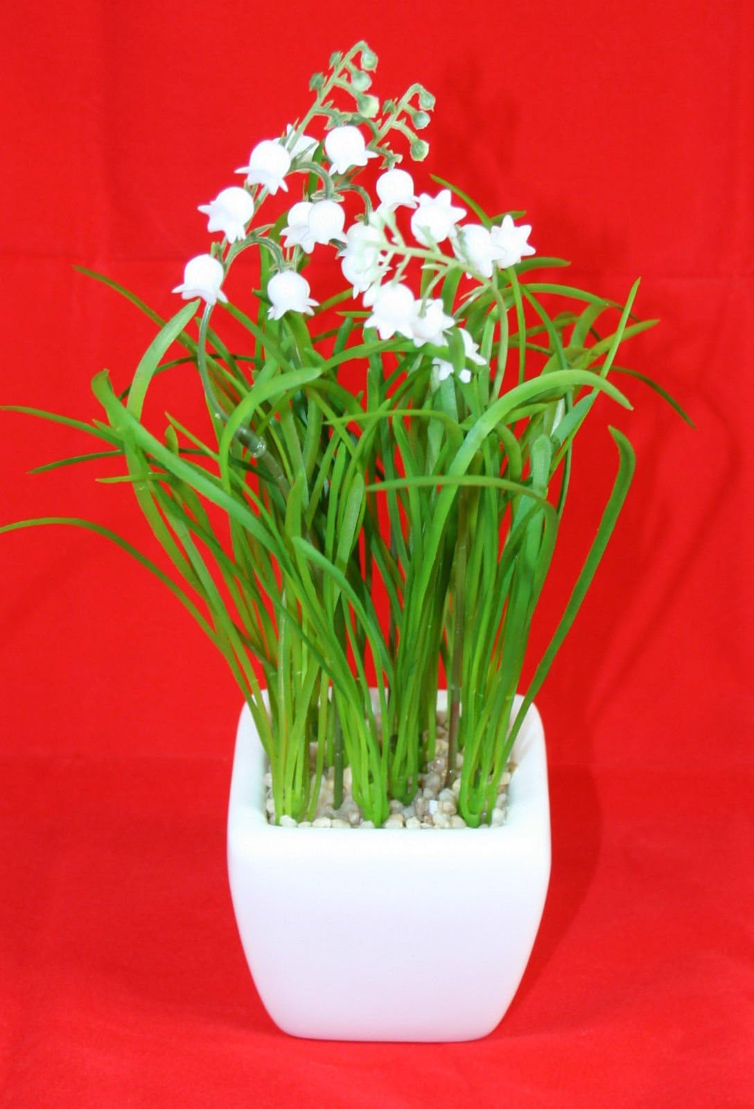 FloralStem Artificial Lily of the Valley in Ceramic Pot - Wedding Table Decoration
