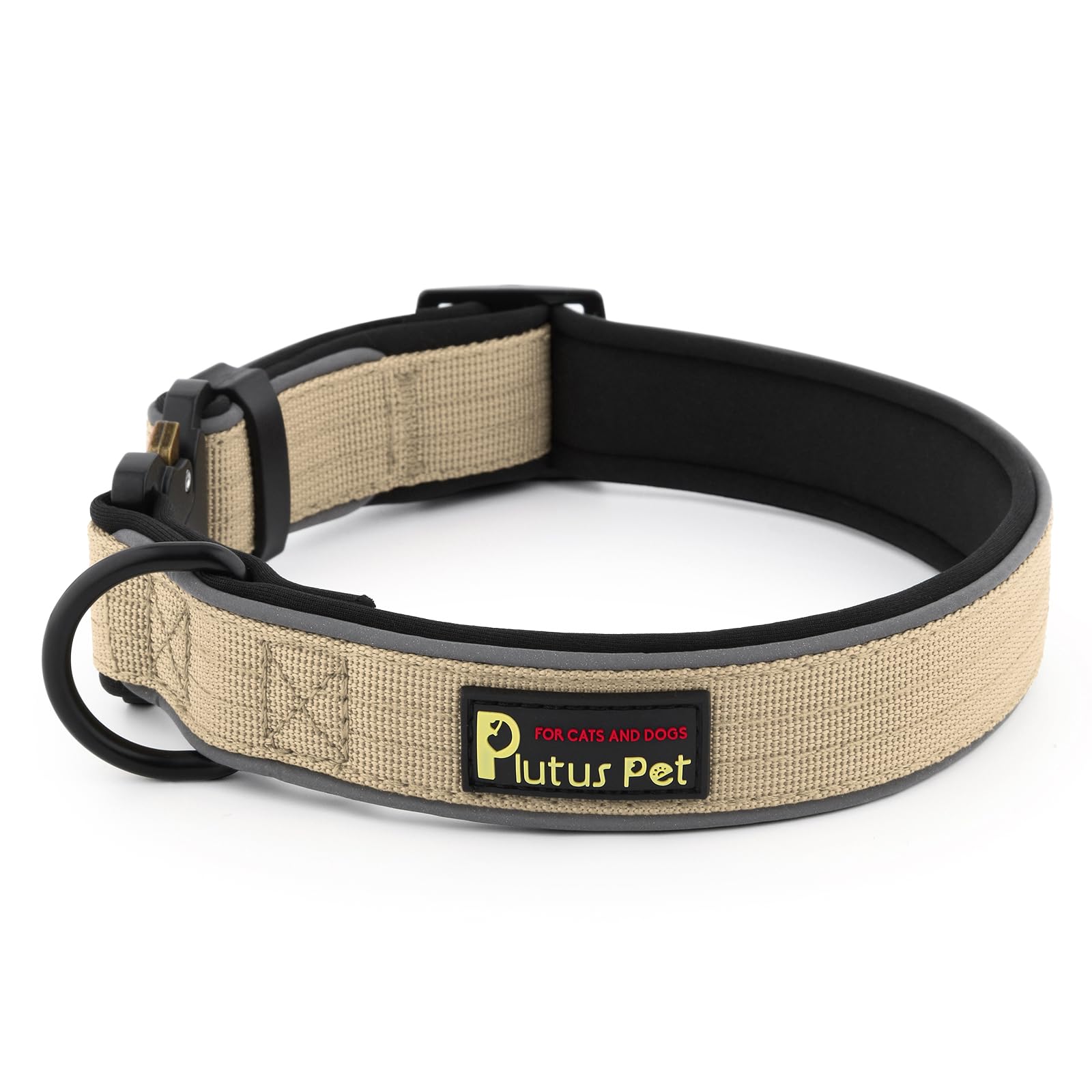 Plutus Pet Tactical Dog Collar, Reflective, Adjustable Heavy Duty Dog Collar, Soft Padded and Comfortable, for Small Medium and Large Dogs (Beige, XS) — image 1