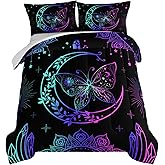 HOSIMA Butterfly Comforter Set 3Piece with 2 Pillowcases,Black Comforter Butterfly Aesthetics Room Decor,Boho Mandala Comforter Butterfly Bedding Set for Girls,Bohemian Full Size Bed in a Bag Set.