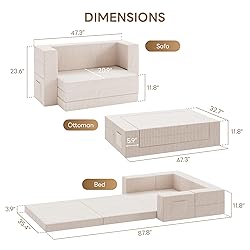 LIKIMIO Folding Sofa Bed, 3-in-1 Convertible