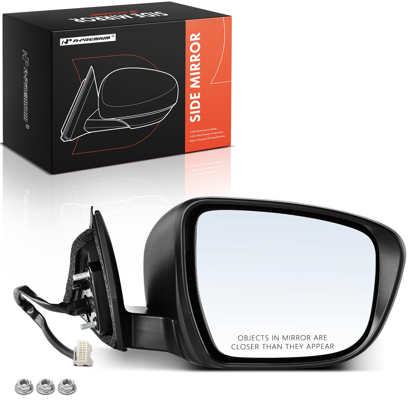 Photo 1 of A-Premium Passenger Side Power Door Mirror - Compatible with Nissan Rogue 2014-2020 - Non-Heated Manual Folding Black Outside Rear View Mirror - Replace# 963749TB0A