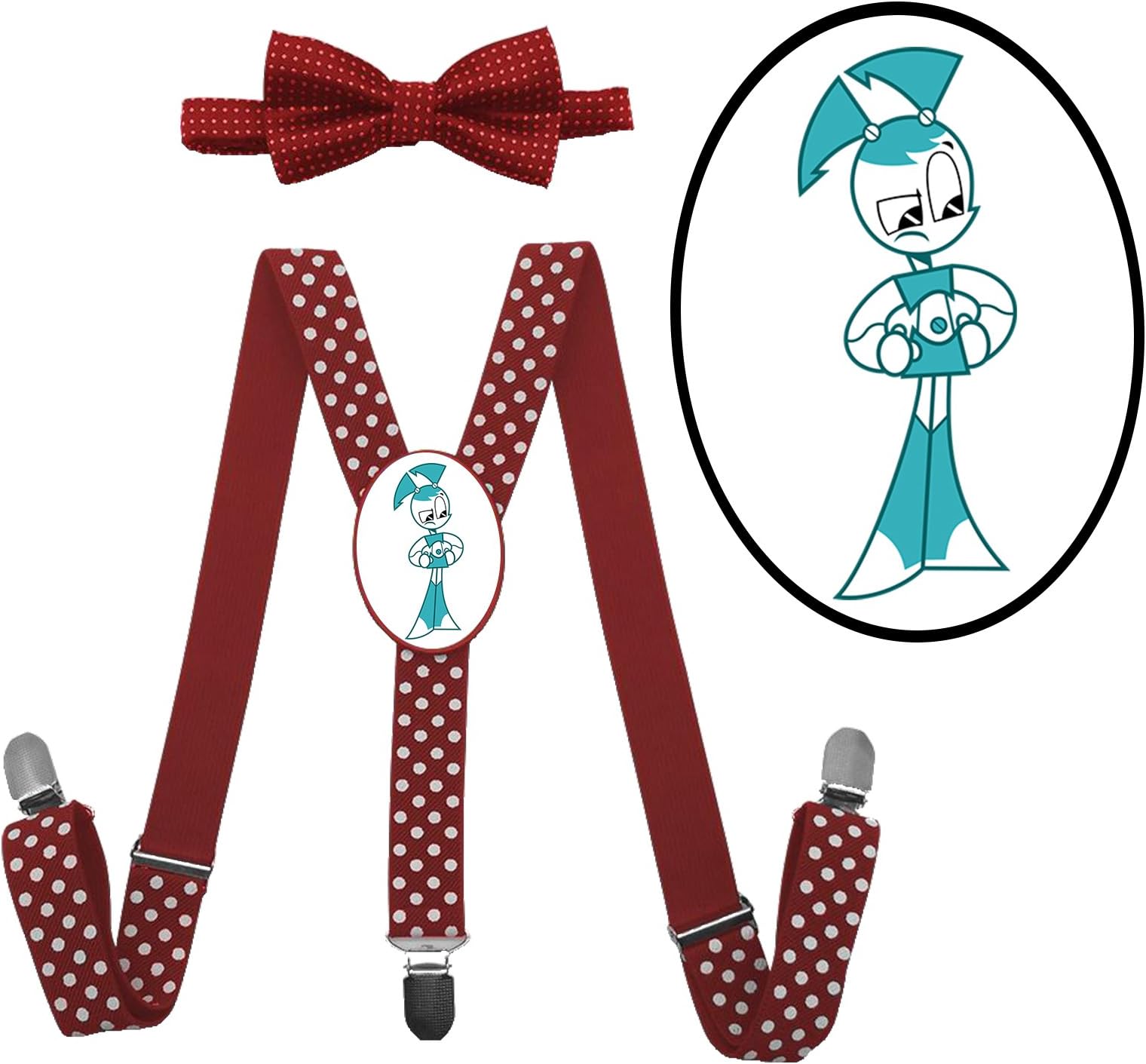 My Life as a Teenage Robot Suspender+Bow Tie/Unisex Suspender/Adjustable Suspender/Y-Back Suspender