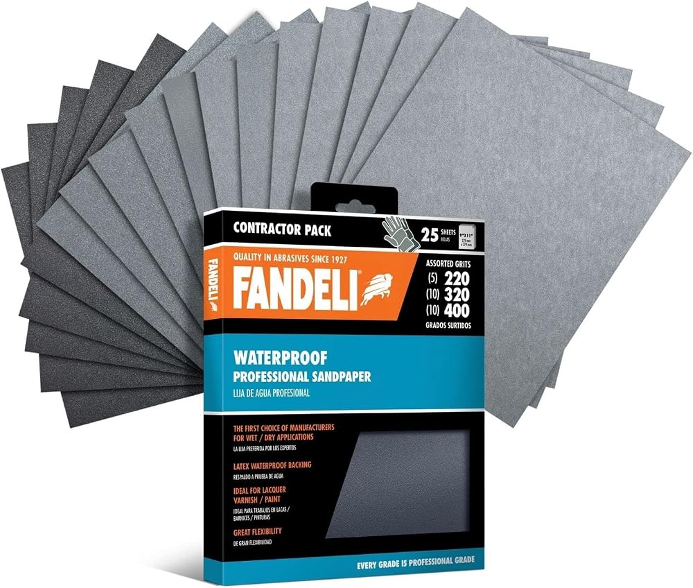 Fandeli Waterproof Sandpaper 25pk 2000 Grit Wet Dry Car Wood Metal Sanding