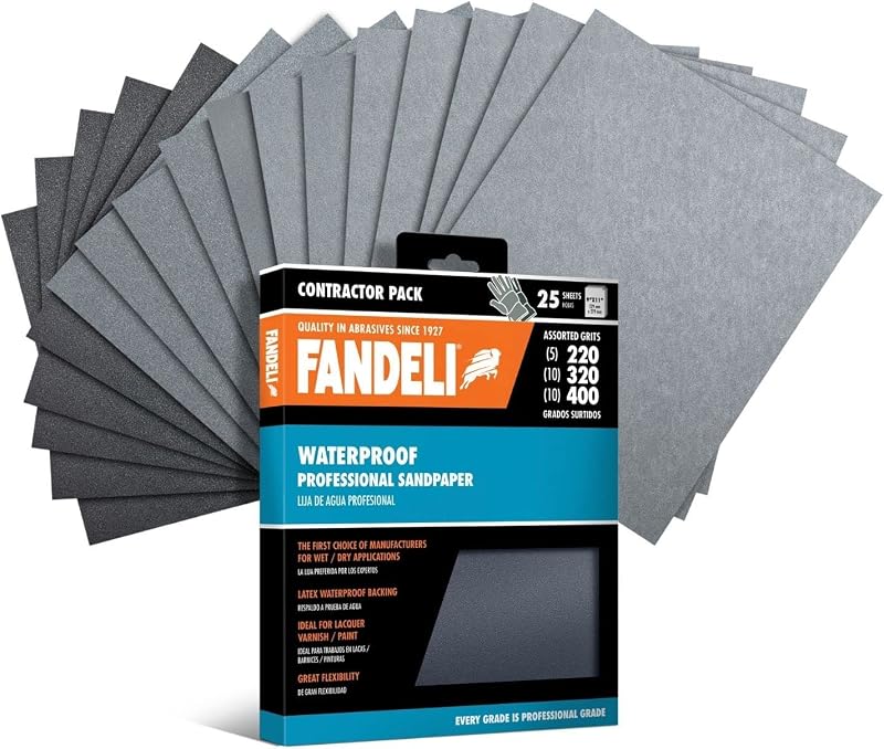Fandeli Waterproof Sandpaper 25pk 2000 Grit Wet Dry Car Wood Metal Sanding