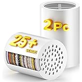 (2 Pc) 25+ Stage High Output Shower Filter Replacement Cartridges – Reduces Chlorine & Chemicals, Restores pH Balance, 2.4"×2.4"×2.68" SoliCozy Shower Filter Compatible with SF100 & Jomst Shower Head