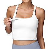 Foucome Nursing Tank Tops for Breastfeeding Y-Back Racerback Longline Maternity Sports Bra Workout Crop Top