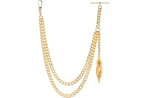 Holy Sins Jewellery Made in the UK Gold Colour Albert Pocket Watch Chain With Hollow Pendant, Gold, midium