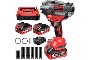 SundpeyPRO Cordless Impact Wrench 1107Ft-lbs(1500N·m) - 1/2" 21V High Torque Brushless Power Impact Gun with 2x4.0Ah Batteries & 6 Sockets & Fast Charger & Case for Car & Truck & RV & Heavy Duty Use