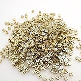 500 Pieces 6x6mm Gold Cube Acrylic Alphabet Letter Beads A-Z Mixed Plastic Shape Loose DIY Beads for Jewelry Making Bracelets Necklaces Key Chains (Black on Gold)