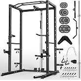 ULTRA FUEGO Power Cage, Multi-Functional Power Rack with J-Hooks, Dip Handles, Landmine Attachment and Optional Cable Pulley System for Home Gym