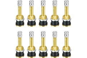 DUEILGO 10Pcs TR500 Truck Valve Stems, Straight Brass Clamp in Tubeless Truck Tire Valve Stems for Approx 0.625inch/15.87mm Diameter Valve Rim Holes