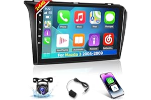EKAT 2+64G Car Radio for Mazda 3 2004-2009 - Wireless Carplay & Android Auto - 9 Inch Android 13 Stereo with WiFi/EQ/GPS + AHD Rear View Camera