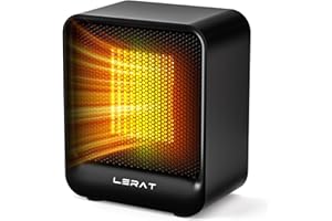 Lerat Electric Space Heater, Small Heater for Indoor Use, 500W PTC Fast Heating Portable Heaters, Overheating & Tip-Over Protection, Mini Personal Heater for Office Desk Camping, Black