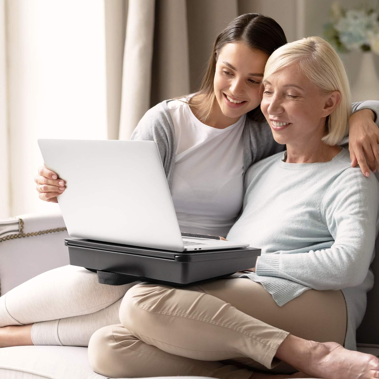 HUANUO Adjustable Lap Desk - Laptop Stand with Storage Space & 7 Adjustable Angles, Fits up to 15.6 Inch Laptops, Portable Lap Desk with Pillow Cushion for Laptop, Tablet & Reading: Home & Kitchen