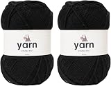 KORBOND Yarn Black Double Knit Acrylic Wool 2 x 100g DK Crochet Knitting