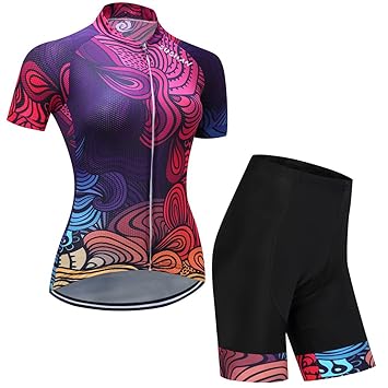 X-Labor Damen Radtrikot Set Radtrikot Kurzarm + Radhose mit 3D Sitzpolster MTB Fahrradbekleidung