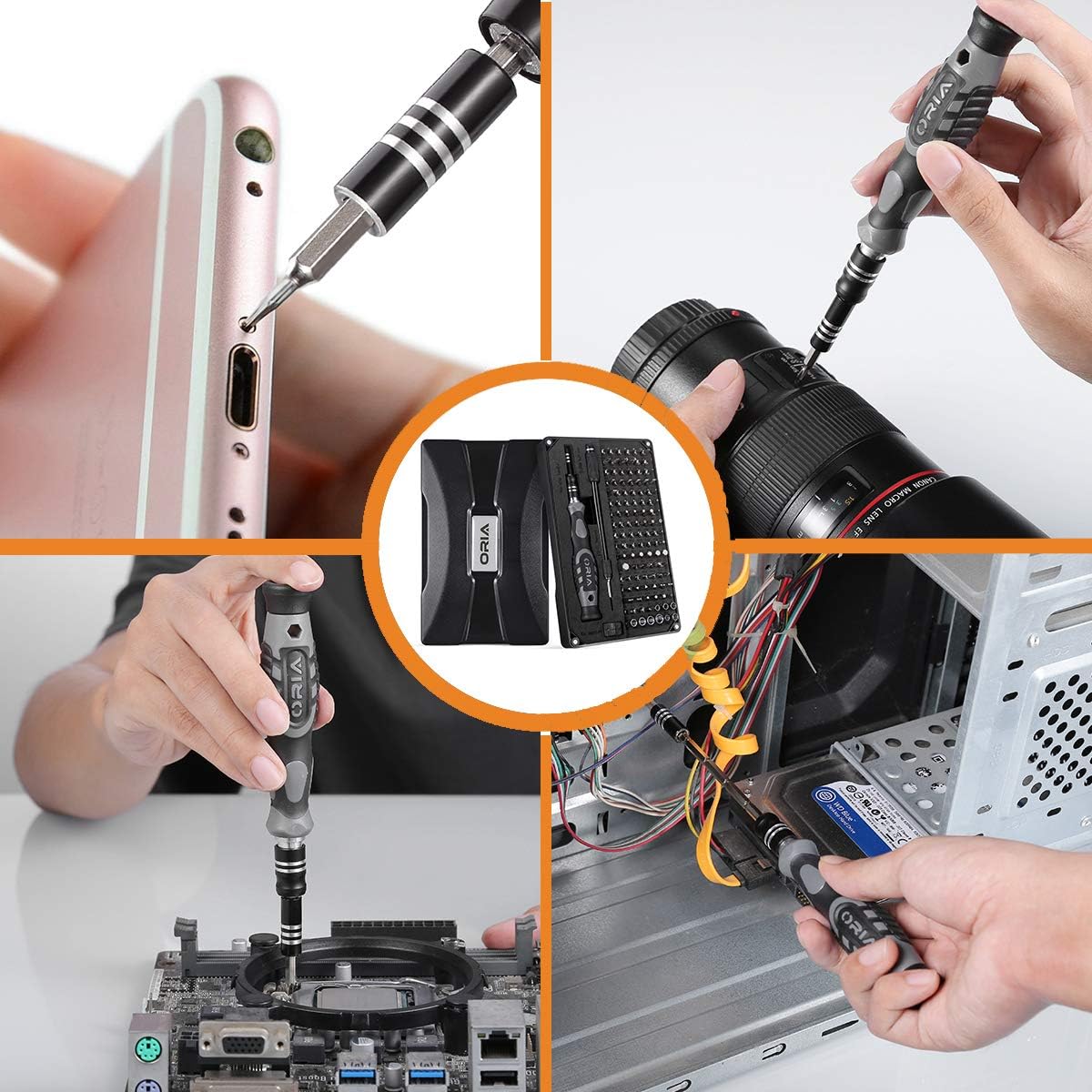 ORIA 2020 Upgraded 106 PCS Precision Screwdriver kit with 102 Precision Bits, Black - - 