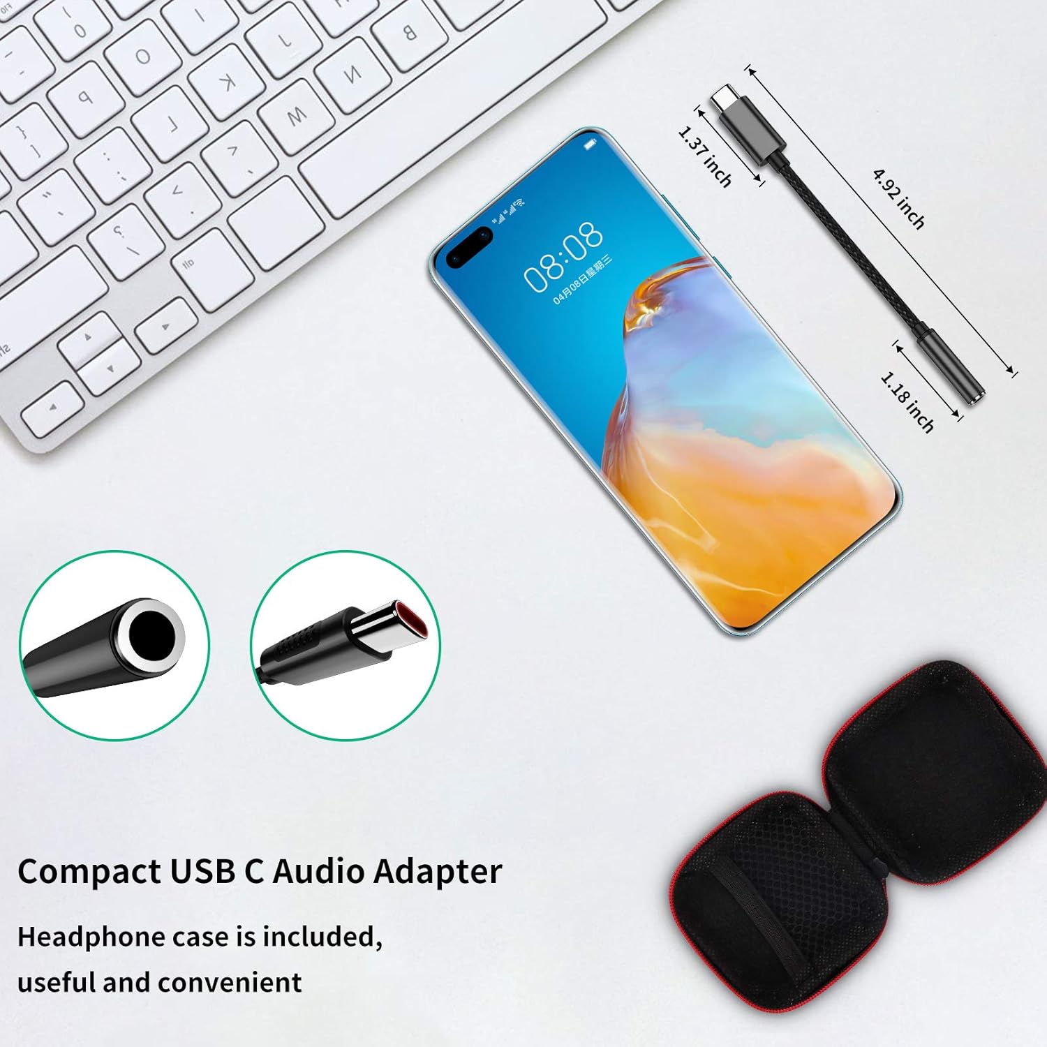 USB C to 3.5mm Jack Adapter,iMangoo Type C Headphone Audio Adapter Cable with Hi-Res DAC Chip for iPhone 16 17 Pro Samsung S25 S24 FE Ultra A56 A36 A55 A35 A16 A17 OnePlus Mi 13T Pixle 9 Pro 9a 8a 7a - Image 5