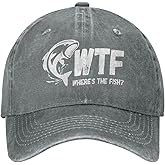 QVXHKP Fishing Hat Hat WTF Where's The Fish Hat for Men Dad Hat Trendy Hats Gray