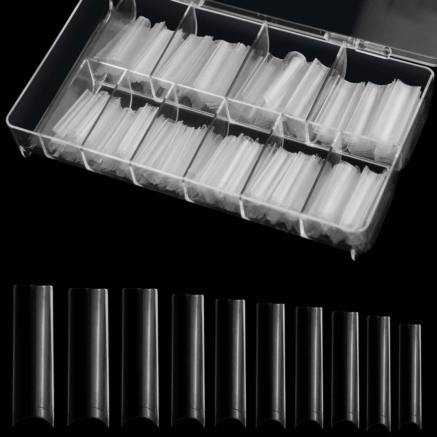 No C Curve XXL Square Nail Tips-Clear Acrylic Nails Square Shape Nail Tips SITELENABY 500 pcs Flattened Half Cover False Nails for Nail Salons and DIY French ABS Nail Tips (xxl Long Sqare No c curve) - Image 4