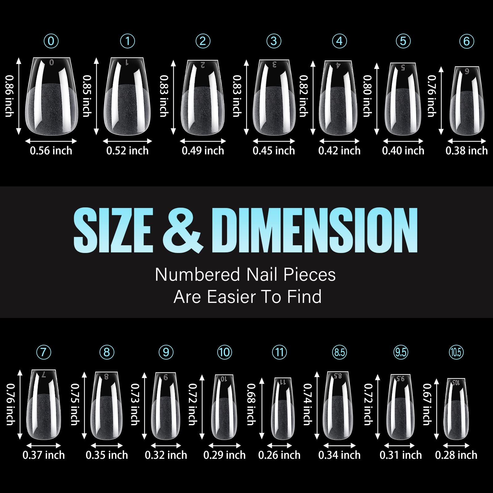 TOMICCA Medium Coffin Nail Tips, 360Pcs Half Matte Gel Nails, 15 Sizes Nail Extension Tips Set, Full Cover Pre Shaped Fake Nails for Beginner and Professional DIY Nail Salon - Image 7