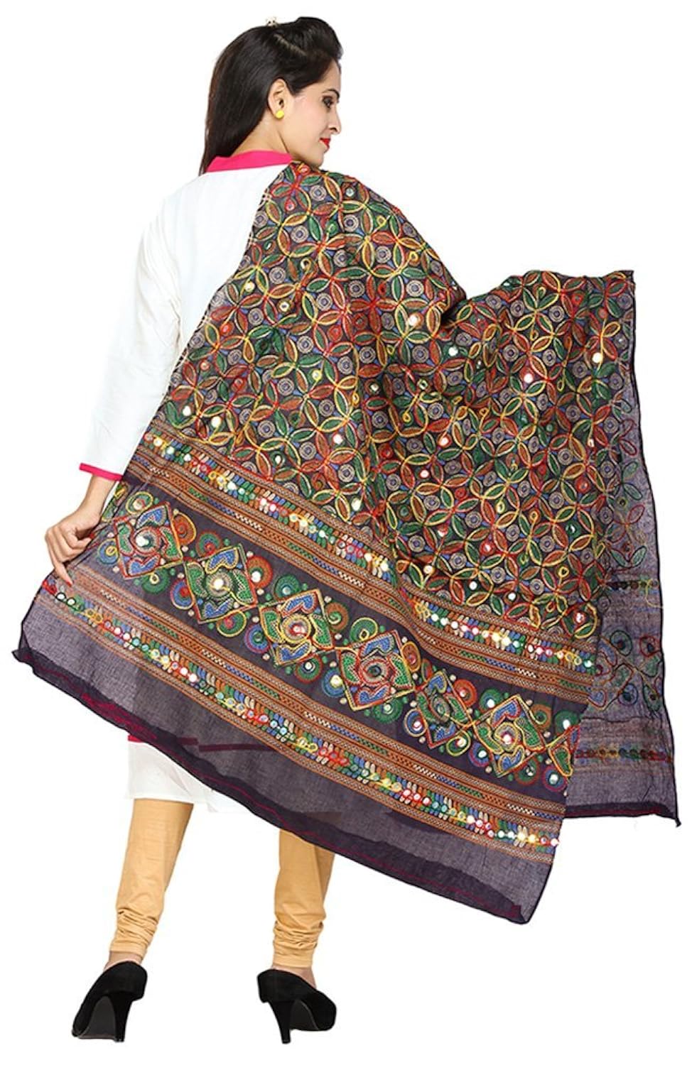banjara women's kutch work dupatta - rasna
