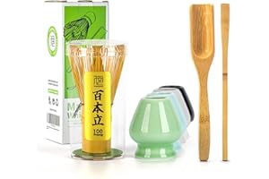 TEANAGOO MA-01 Japanese Matcha Ceremony Accessory, Matcha Whisk (Chasen), Traditional Scoop (Chashaku), Tea Spoon, Whisk Holder, The Perfect Set to Prepare a Traditional Cup of Matcha.…