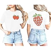 MAIHUN Strawberry Shirts Fruit Tshirts Strawberries Graphic Tee Garden Clothing Gardener Gift Tops