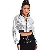Floerns Women's Long Sleeve Lightweight Crop Bomber Jacket