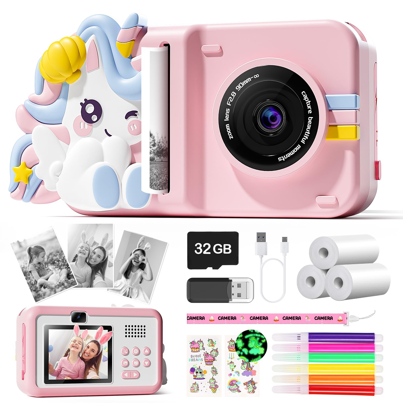Skirfy Kids Camera Instant Print,2.5K Kids Selfie Video Camera,Instant Print Camera for Kids 7 ...